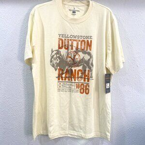 Yellowstone Dutton Ranch Buffalo, NWT, ivory short sleeved tee shirt, men's L.
